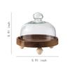 Wooden High Footed Cake Tray Dim Sum Dish Dessert Plate Cake Stand Fruit Bowl Bread Plate Show Plates Dust Proof Glass Cover