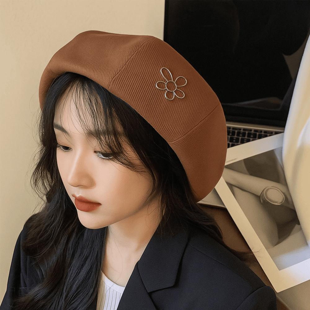 Keep Warm Women Berets Flower Artist Hat Fashion British Painter Caps  Ladies