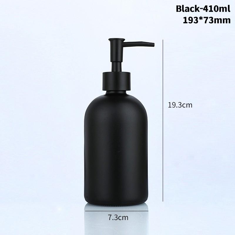 410ml Glass Soap Dispenser Bottle Bathroom Liquid Shampoo Shower Gel Bottle Refillable Storage Container Soap Press Empty Bottle