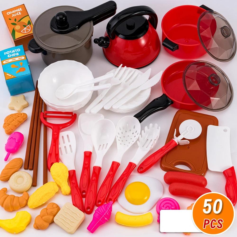 Children'S Kitchen Toy Set For Boys And Girls Playing Home Simulation Kitchenware Cooking, Stir Frying, Cutting And Enjoying