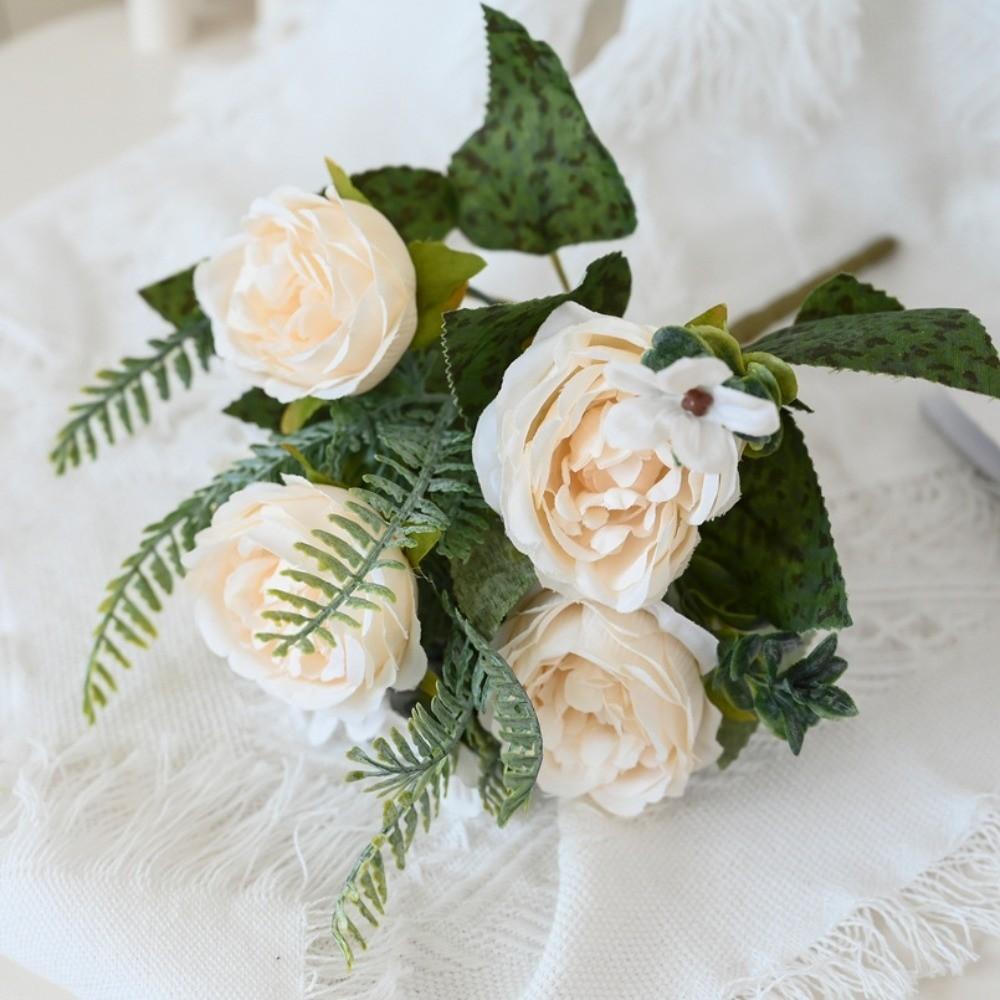 

5-Head Artificial Peony Flower DIY Arrangement Wedding Peony Flowers Table Decoration Fake Peony Silk Flower белый