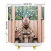Waterproof Rhino Shower Curtain Jungle Tropical Floral Botanical Bathroom Decor Curtain 180x180cm