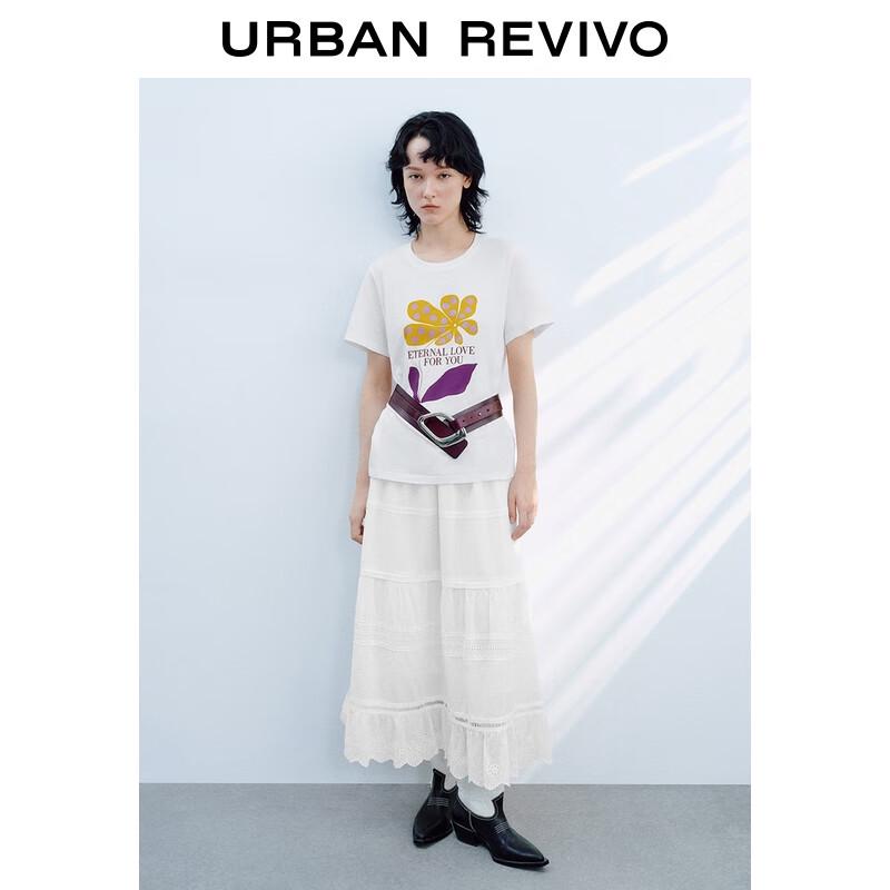 UR2025 Women s Cotton Color Block Print Round Neck T-Shirt XS