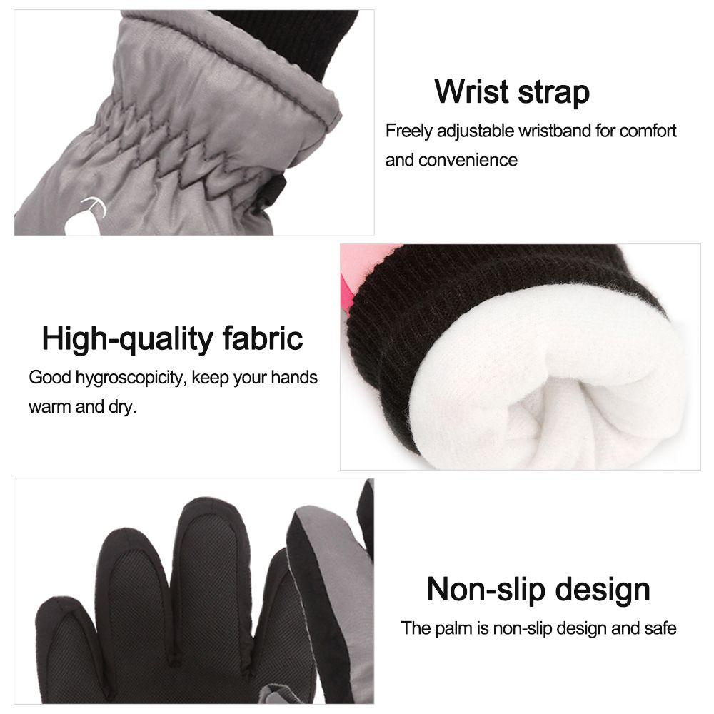 Children Boys Girls Cartoon Cute Non-slip Thick Warm Waterproof Kids Ski Gloves Sports Mittens