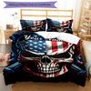 3PC Custom Name American Flag Skull Art Bedding Set Duvet Cover Closure Includes 1 Duvet Cover & 2 Pillowcases for Bedroom