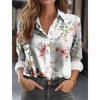 Summer Women's Shirt Flower Graphics Blouse Lapel Neck Blouse Women's Long Sleeve