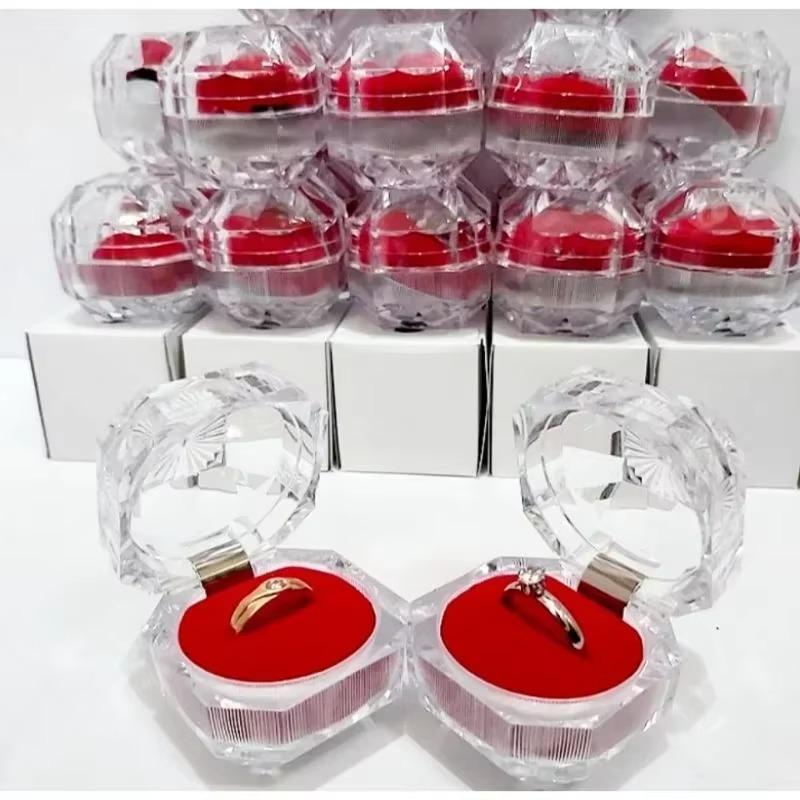 50/1pcs Jewelry Tray Transparent Crystal Ring Boxes Earrings Earrings Small Accessories Storage Box Jewelry Box Crystal Boxes