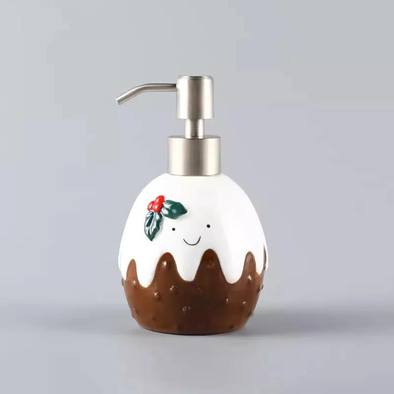 Ceramic Christmas lotion bottle Cartoon hand sanitizer bottle Soap dispenser Shampoo shower gel bottle bathroom accessories