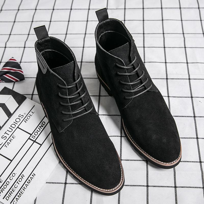 Men's leather boots 45 large size autumn and winter new Martin boots fashionable men's retro short boots trendy leather shoes