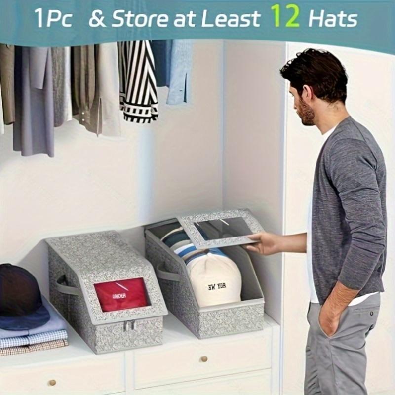 1pc Multifunctional Dust-proof Fabric Storage Box with Zipper Closet Organizer Baseball Caps Hats Clothes Organizer and Storage