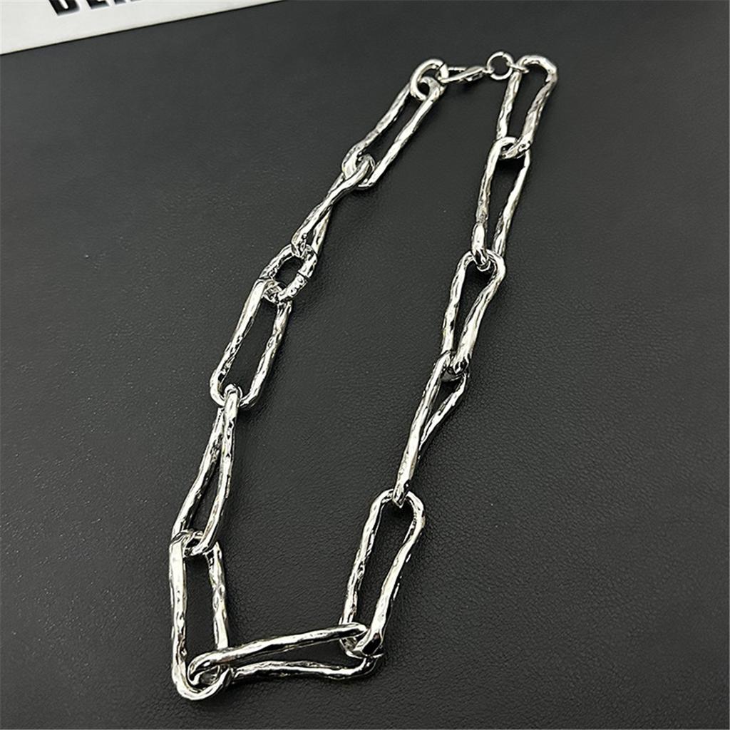Tooxika Vintage High Feeling Thick Chain Textured Cuban Chain Necklace Heavy Streetwear Collarbone Chain