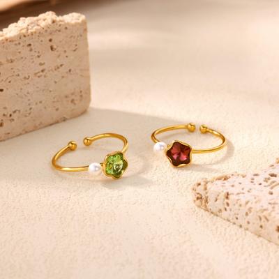 Niche Vintage Dopamine Zircon Pearl Pentagram Ring Women's Fashion Versatile Index Finger Ring