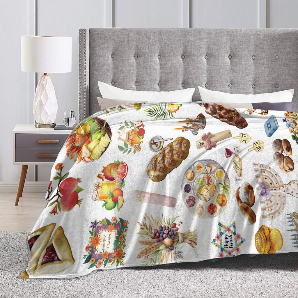 Happy Jewish Passover Blanket Quality Warm Soft Throw Blanket Spring Travel Bedroom Fashion Bedspread