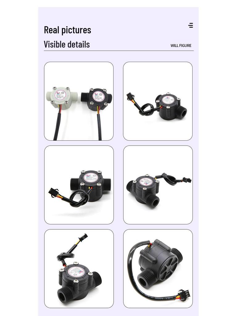 Hall Water Flow Sensor S201: 4-Point Pulse Signal Water Heater Electromagnetic Flowmeter