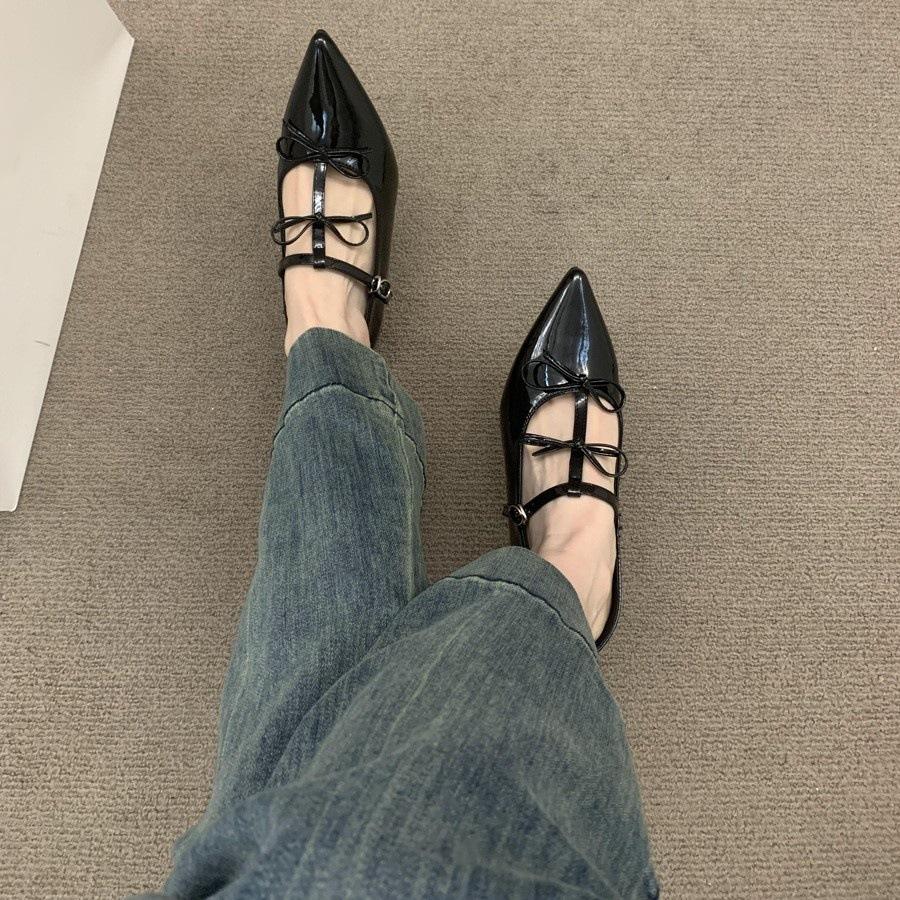 Pointed Red Mary Jane Shoes 2025 Spring and Summer New Patent Leather High Heels Beautiful Single Shoes Women