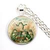 Handmade Vintage Frog Fairy Pendant Necklace Glass Cabochon Fashion Women Charm Jewelry Necklaces and Chains Female