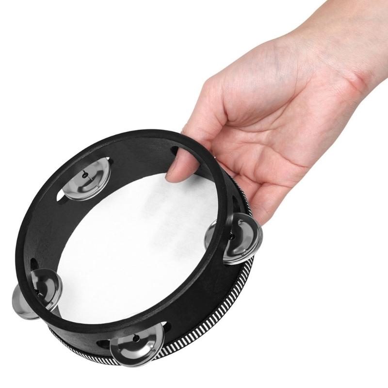 4pcs Double Row Bells Tambourine Handbell Claps Drum Tambourine Musical Instrument for Party Game Playing Easily Play