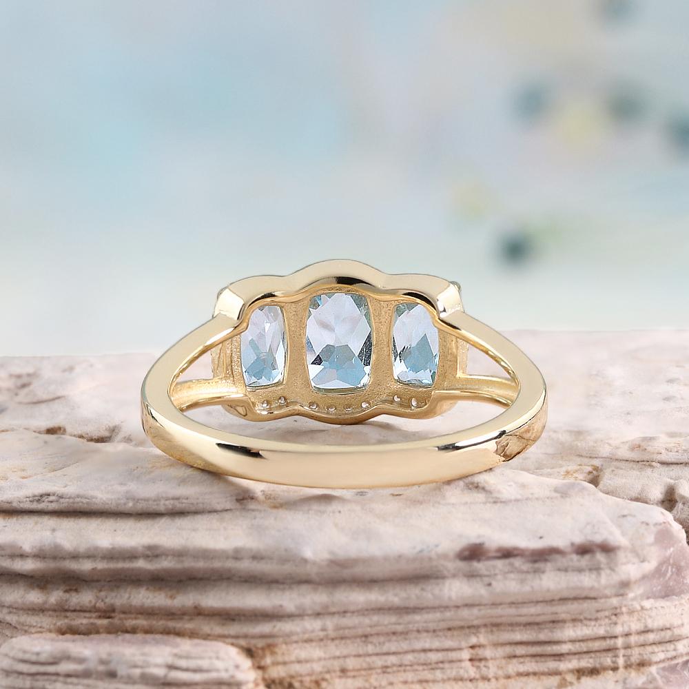 Natürlicher Himmelblauer Topas Ring Ohrringe Set 925er Sterlingsilber November Geburtsstein Feinschmuck für Damen Jubiläumsparty Geschenk