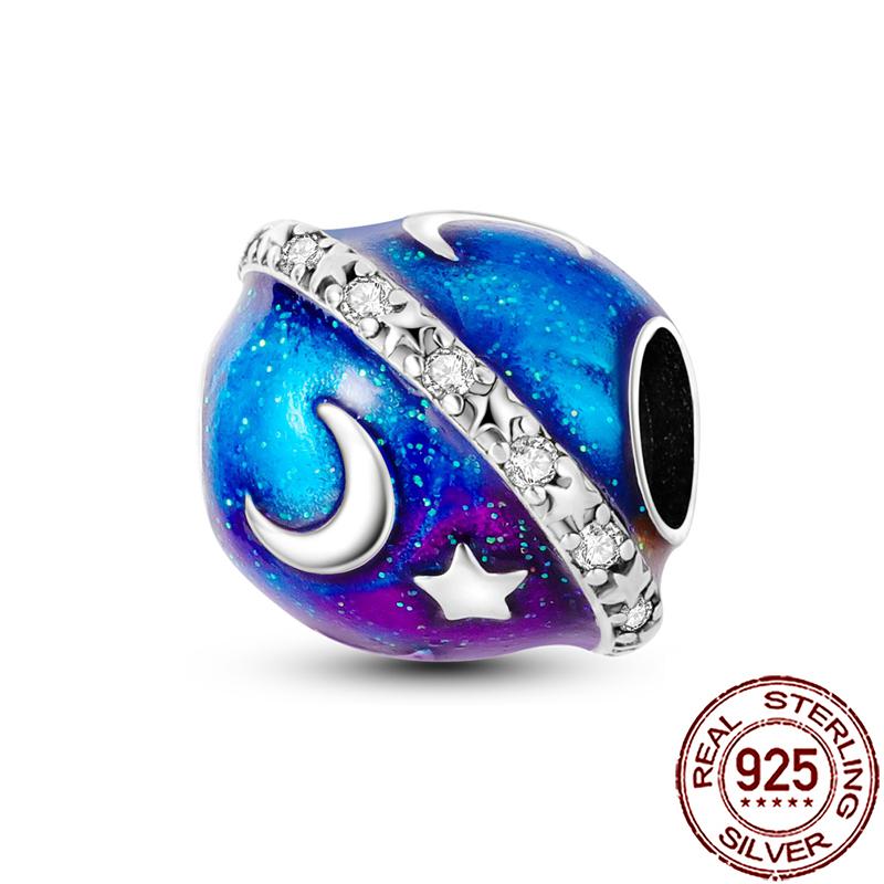 Charms Copper Moon Star Night Sky Galaxy Celestial Dangle Beads Fit Snake Chain Bracelet Necklace Women Diy Jewelry