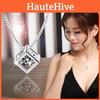 Elegant Korean Style 925 Silver Love Cube Necklace With Box Chain And Gemstone Inlay