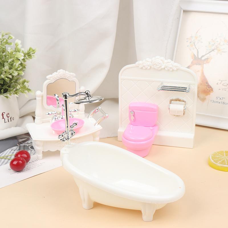 16Cm Doll House Home Furnishings Bathtub Washbasin Toilet Matching Model