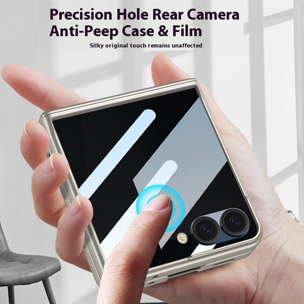 GKK For Samsung Galaxy Z Flip7 5G Case Magnetic Hinge Protection PC Phone Cover with Anti-Spy Tempered Glass Film