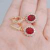 Red Oval Crystal Zircon Drop Earrings for Women 2023 New Gold Color Wedding Engagement Party Jewelry Accessories