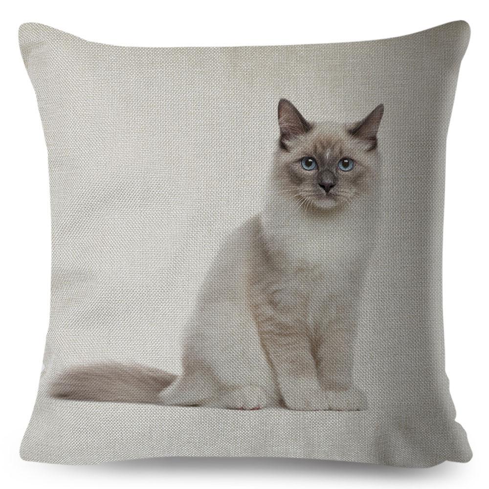 Cute Cat Pillowcase Decor Lovely Pet Animal Print Cojines Cushion Cover Polyester Pillow Case for Home Sofa Children Room 45x45