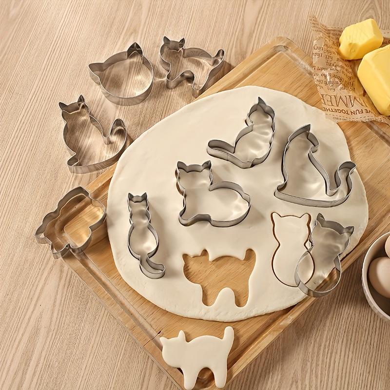 3pcs Stainless Steel Cookie Cutters In The Shape of Cats, Pastry Cutting Molds, Creative Baking Tools for The Kitchen
