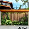1pc 2D Printed Flower Blooming Wooden Fence Banner - Colorful Autumn Leaves and Sunny Path Design