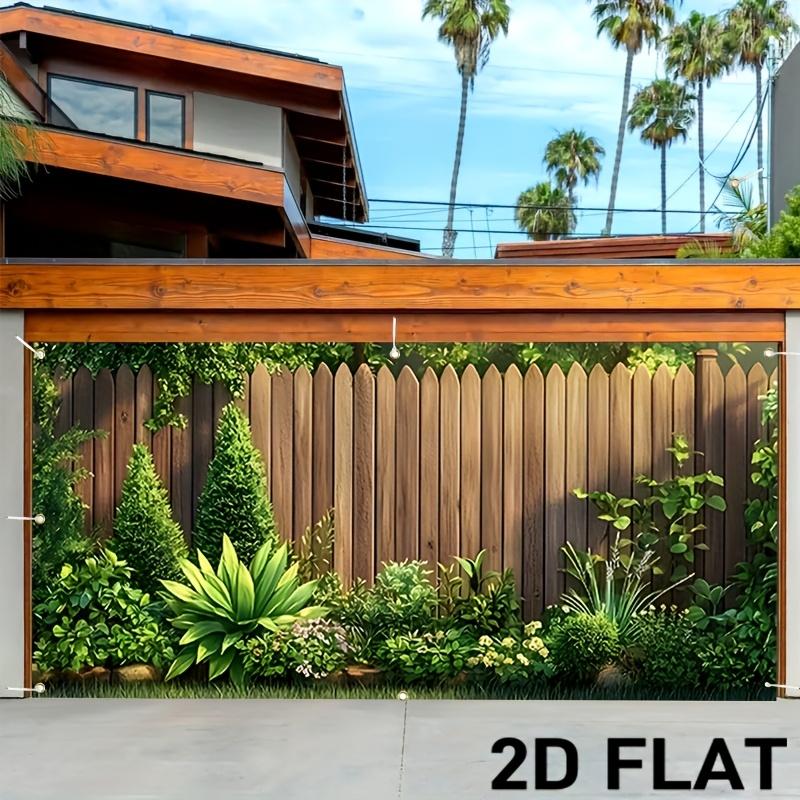 1pc 2D Printed Flower Blooming Wooden Fence Banner - Colorful Autumn Leaves and Sunny Path Design