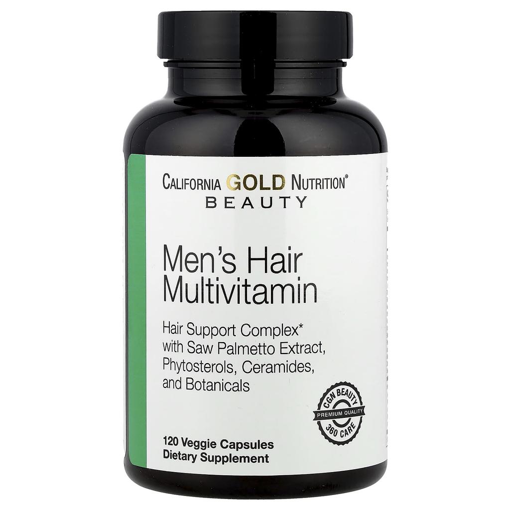 California Gold Nutrition Beauty, Men's Hair Multivitamin, 120 Veggie Capsules