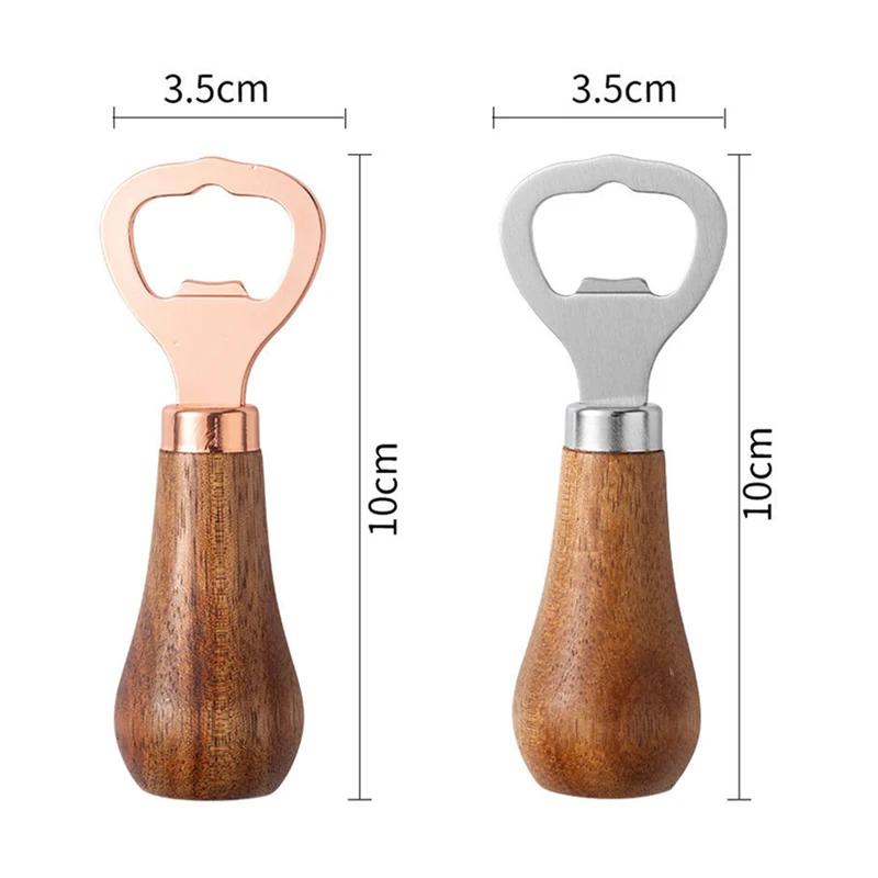Personal Logo Stainless Steel Beer Bottle Opener with Wood Handle, Kitchen Tools, Anniversary Wedding Gift