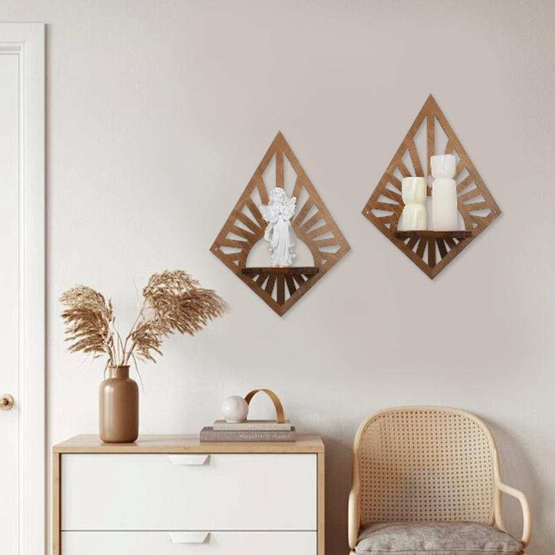 1 buc Cadru de Perete Geometric din Pin Decorativ Suport de Perete pentru Afișare Raft Plutitor 11x14in