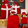 Christmas Candy Bag Xmas Treat Bag Fabric Snack Wrapping Bag Red Flocked Party Favor Bag for Holiday Decor Gift Wrapping
