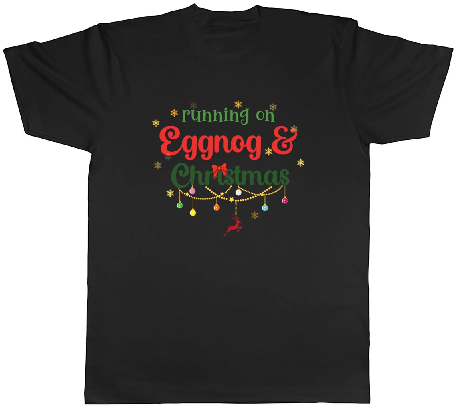 Funny Mens T-Shirt Running on Eggnog & Christmas Unisex Tee Gift XL
