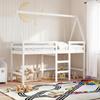 VidaXL Bunk Bed and Ladder and Roof White 80x200cm Solid Pine Wood, Mid Sleeper, Loft Bed with Ladder, Bed 3282107
