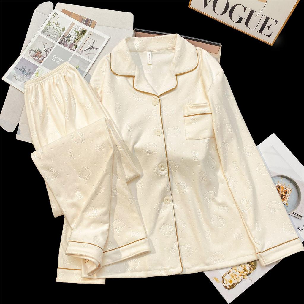 Women's Cloud Cotton Lace Pajama Cardigan Set - Spring & Autumn Collection