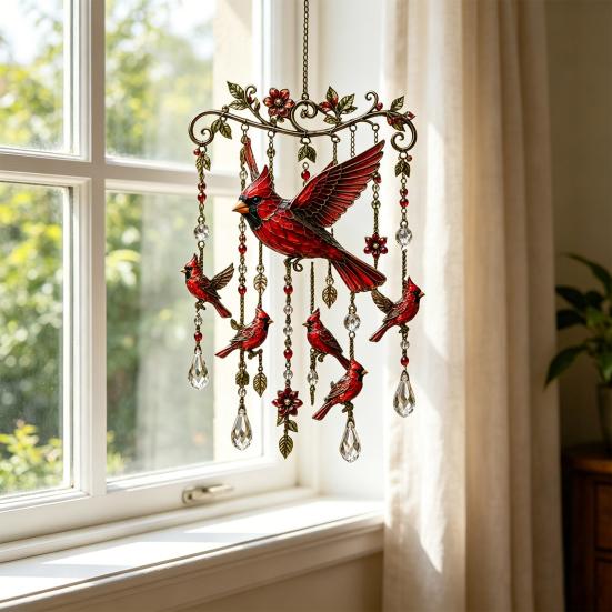 Carillons éoliens Colibri, avec Pendentifs en Cristal Carillons éoliens Métalliques d'Extérieur, Réflexion de la Lumière Arc-en-ciel Carillon éolien Durable pour la Décoration de Jardin et de Cour