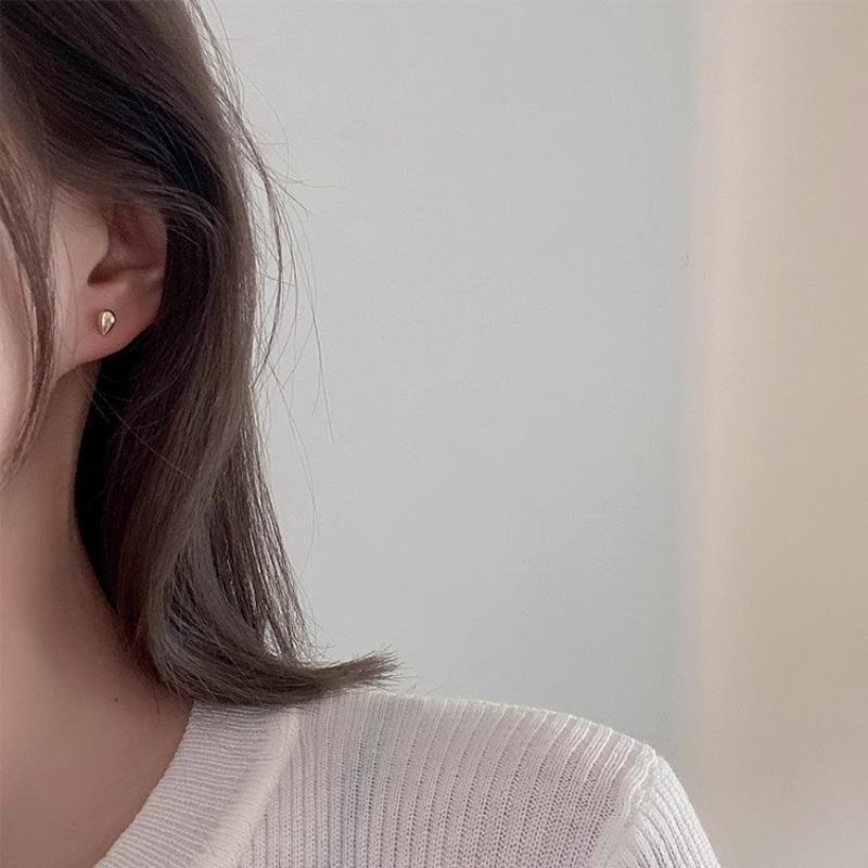 Designed Small Water Drop Earrings for Women Korean Glossy Back-hanging Tear Earrings