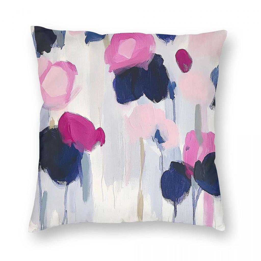 Abstract Pink Blue White Pillowcase Polyester Linen Velvet Printed Zip Decor Bed Cushion Cover