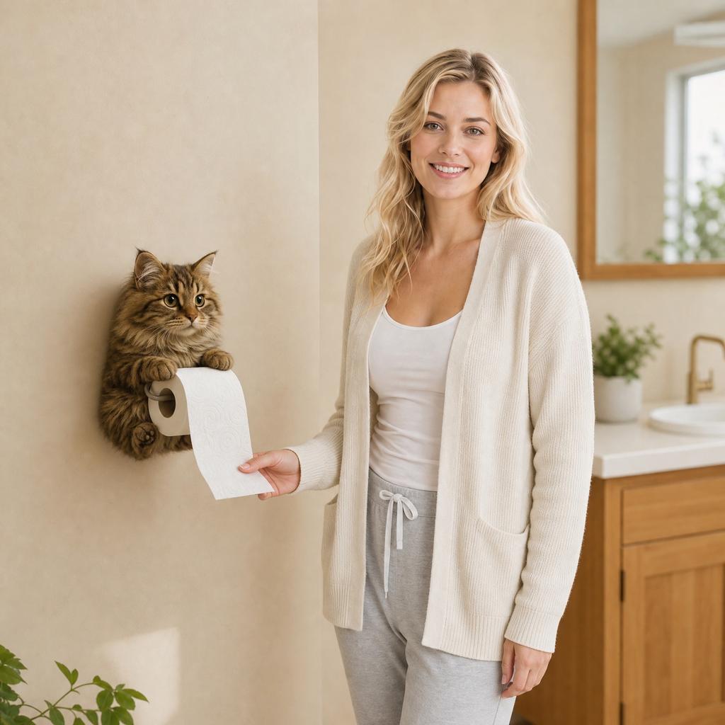 Creative Resin Cat Toilet Paper Holder Wall Mounted Tissue Roll Dispenser Decorative Bathroom Accessory Functional and Durable Design