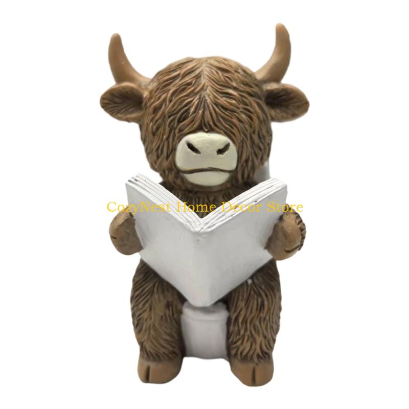 

92MF Humorous Resin Cow Sculpture For Bathroom Decors With Resin Construction