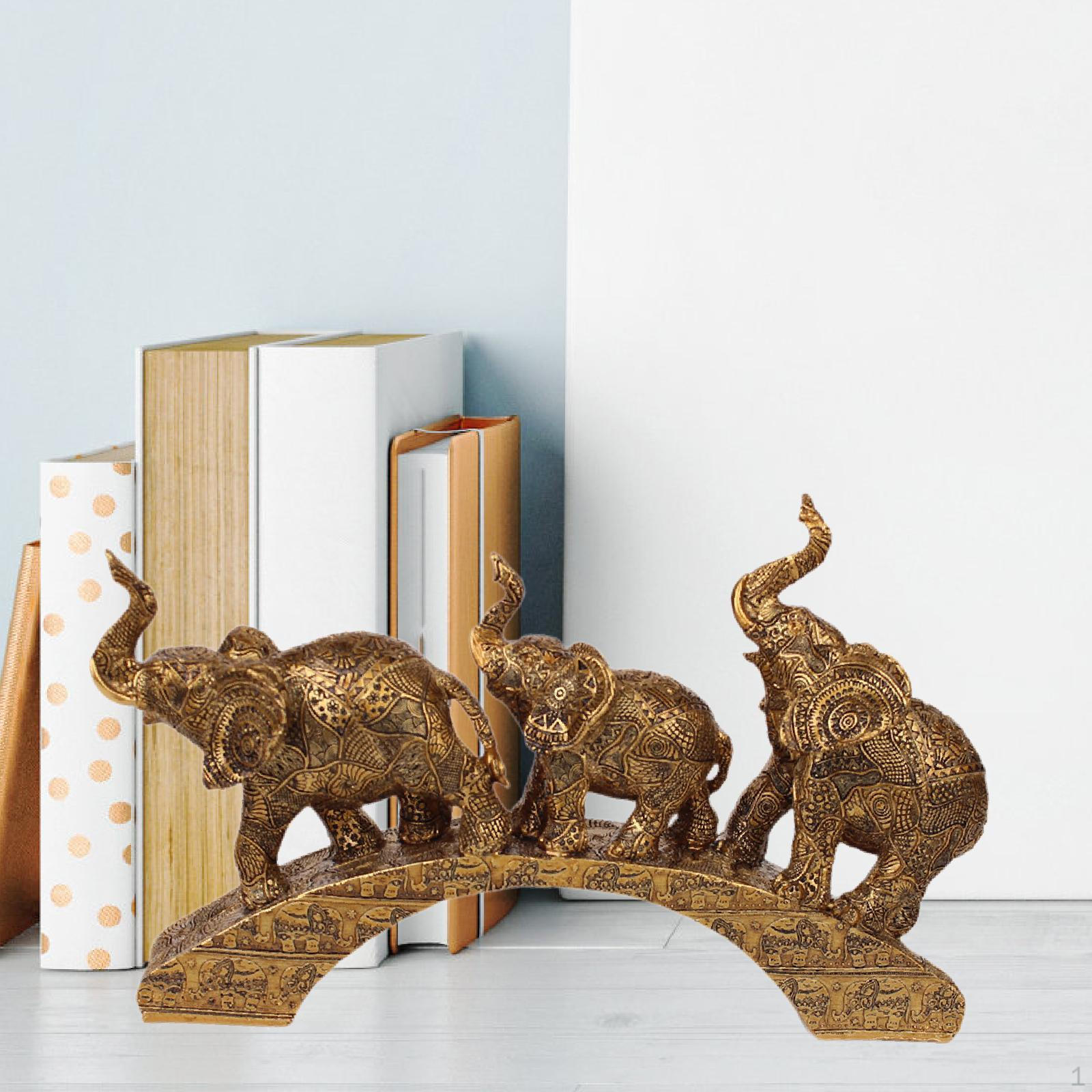 

Статуя слона, скульптура животного, реалистичная, коллекционная декоративная фигурка, украшение из смолы для античный бронзовый