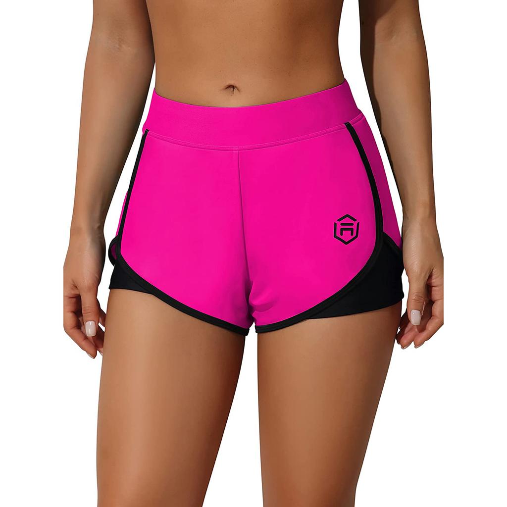 CHARMLEAKS Women High Waist Swim Shorts Workout Fitness Tankini Bottom Swimming Bottom Board Short Beach Wear