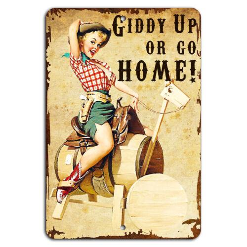 Giddy Up or Go Home Rustic Man Cave Sign Funny Western DecorAluminum 20x30cm(7.8x11.8inch)