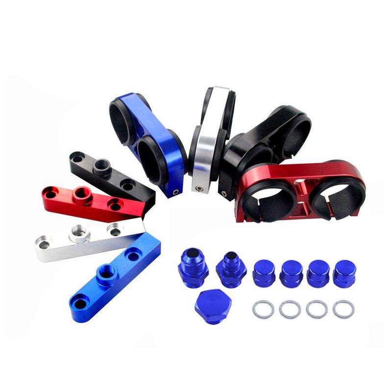Billet Aluminum Outlet Manifold 60MM Dual Fuel Filter Fuel Pump Bracket/Clamp /Mount For 044 Fuel Pump For BMW