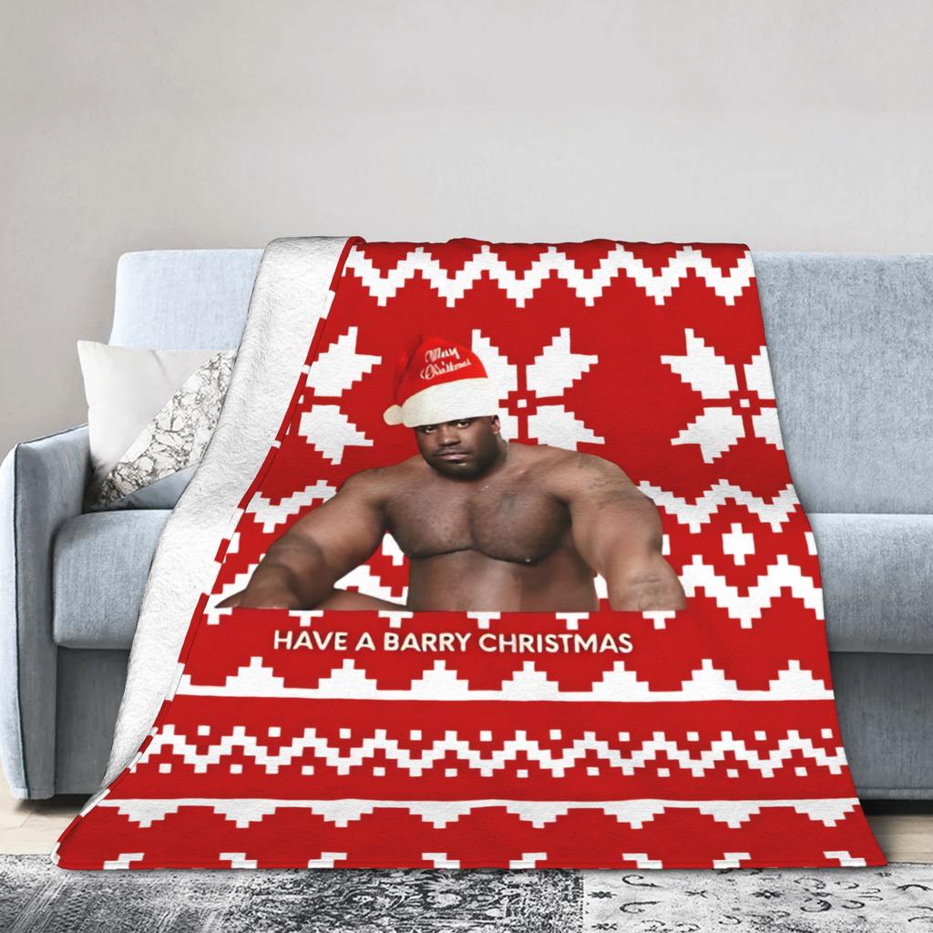Funny Barry Wood Meme Christmas  Blanket Multiple Sizes Warm Cozy Fluffy  Throw Blankets for Couch Sofa and Bed