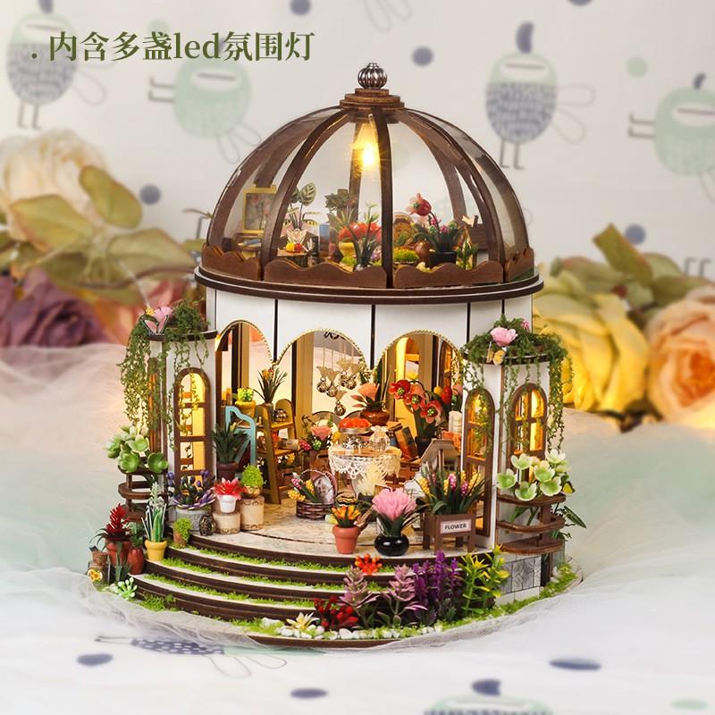 Wooden DIY Miniature House Kit With Garden Theme 1:24 Scale Architectural Model Adults Includes Lights Assembly Tools