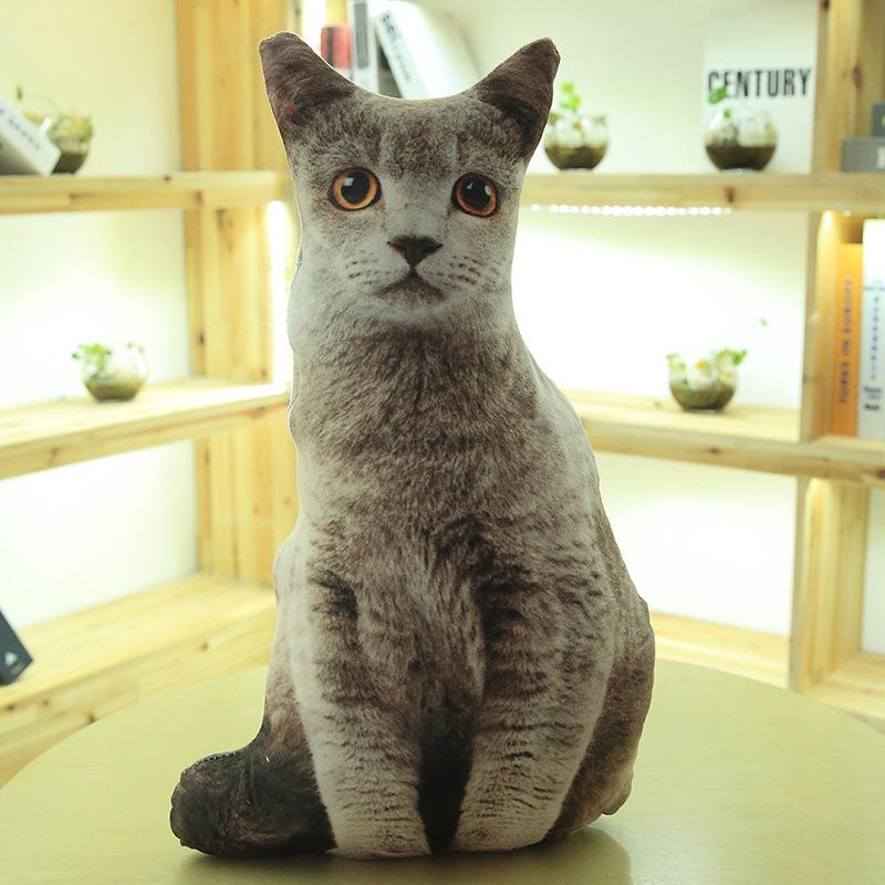 Reversible Cat Plush Pillow Toy & Lumbar Support Cushion 50 cm